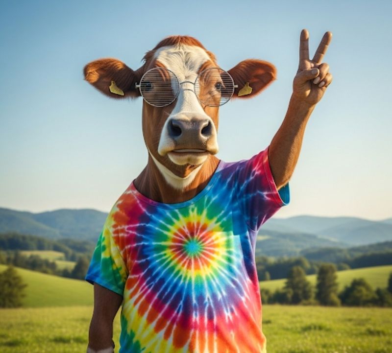 A4 FFF Cow Peace Sign Decoupage Rice paper