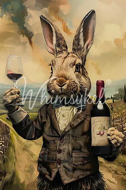 Whimsykel Bunny Bordeaux Decoupage Tissue Paper