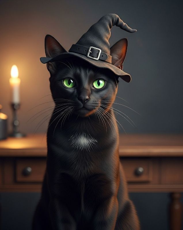 A4 FFF Black Cat Decoupage Rice Paper