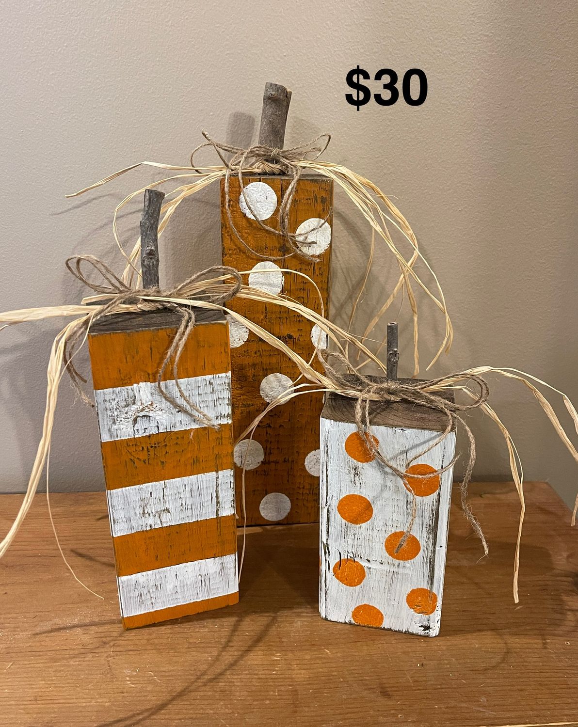 Tall Fall Pumpkins w/ Stripes &amp; Dots