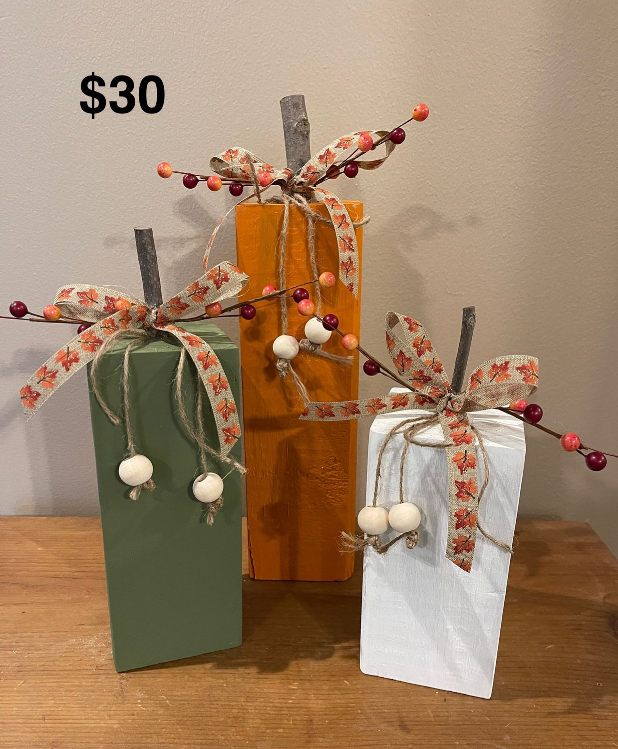Tall Fall Pumpkins (Green/White/Orange)