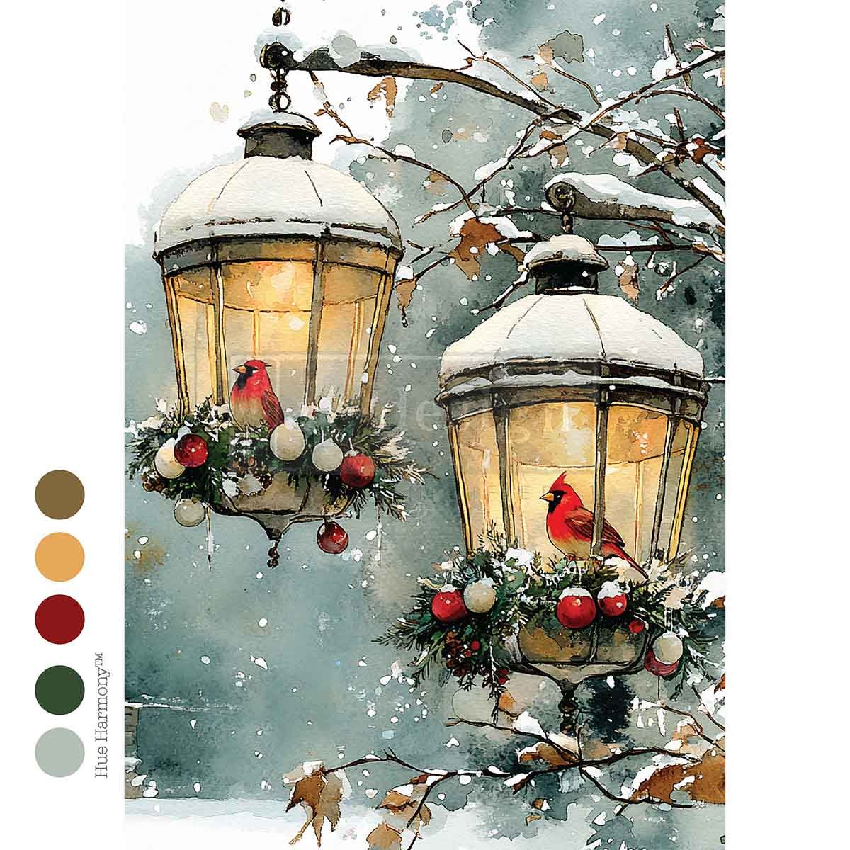 A4 Decoupage Cardinal Christmas