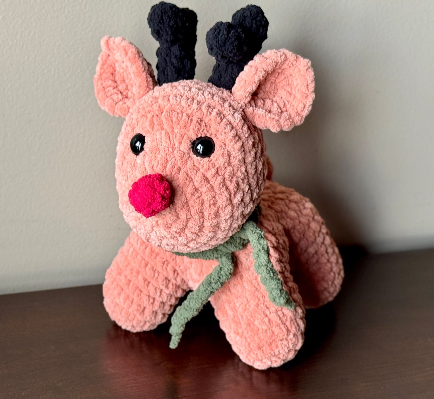 Standing Reindeer - Tan - Red Nose