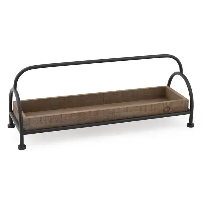 WBI 19.5" Long Metal Frame Wooden Trench