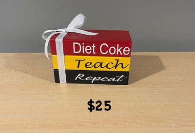 BBD school book w/ ribbon diet coke teach repeat