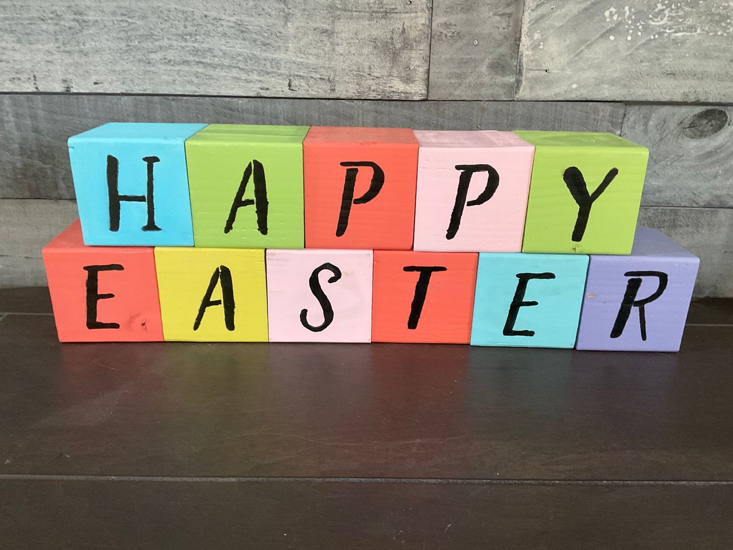 658 Wood Blocks 4 in-Happy Easter