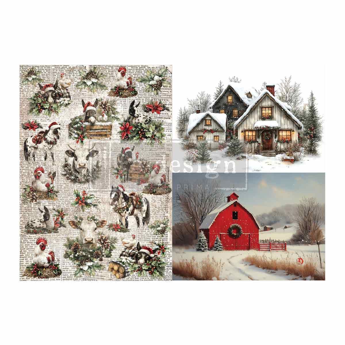 FFFPA A3 Cozy Country Christmas Decoupage Paper