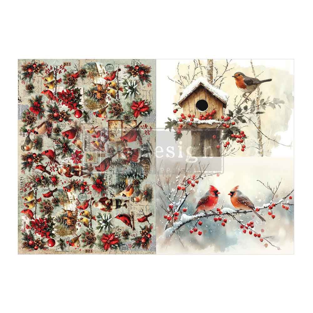 FFFPA A3 Feathered Elegance Christmas Decoupage Paper