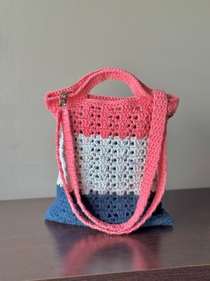 SC - Market Bag - Coral/Speckle/Blue - 100% Cotton