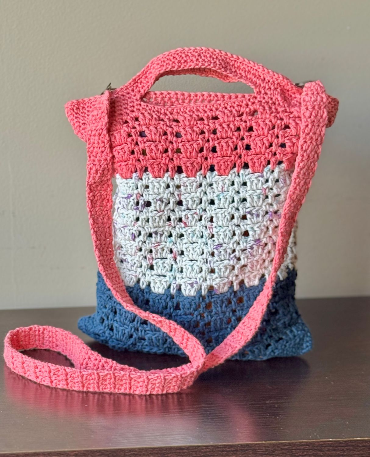 SC - Market Bag - Coral/Speckle/Blue - 100% Cotton