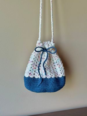 SC - Drawstring Bag - Speckle/Blue - 100% Cotton