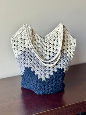 SC - Square Market Bag - Tan/Grey/Black - 100% Cotton