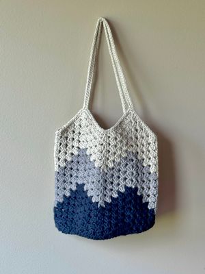 SC - Square Market Bag - Tan/Grey/Black - 100% Cotton