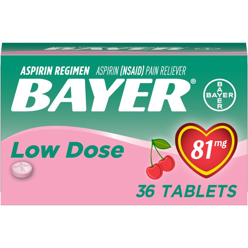 Bayer Chewable Aspirin Regimen Low Dose Pain Reliever Tablets  81mg  Cherry  36 Ct