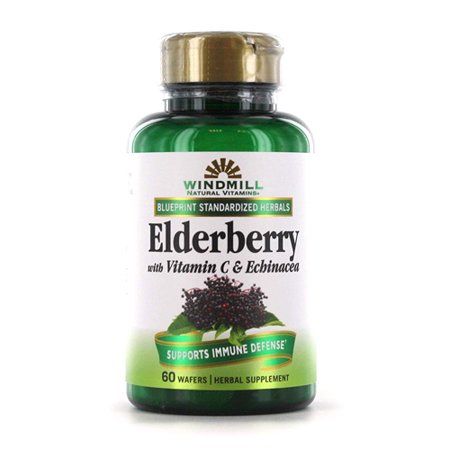 Windmill Elderberry with Vitamin C and Echinacea Capsules  60 Ea