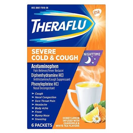 THERAFLU POWDER NITE SEVR COUGH/COLD 6CT
