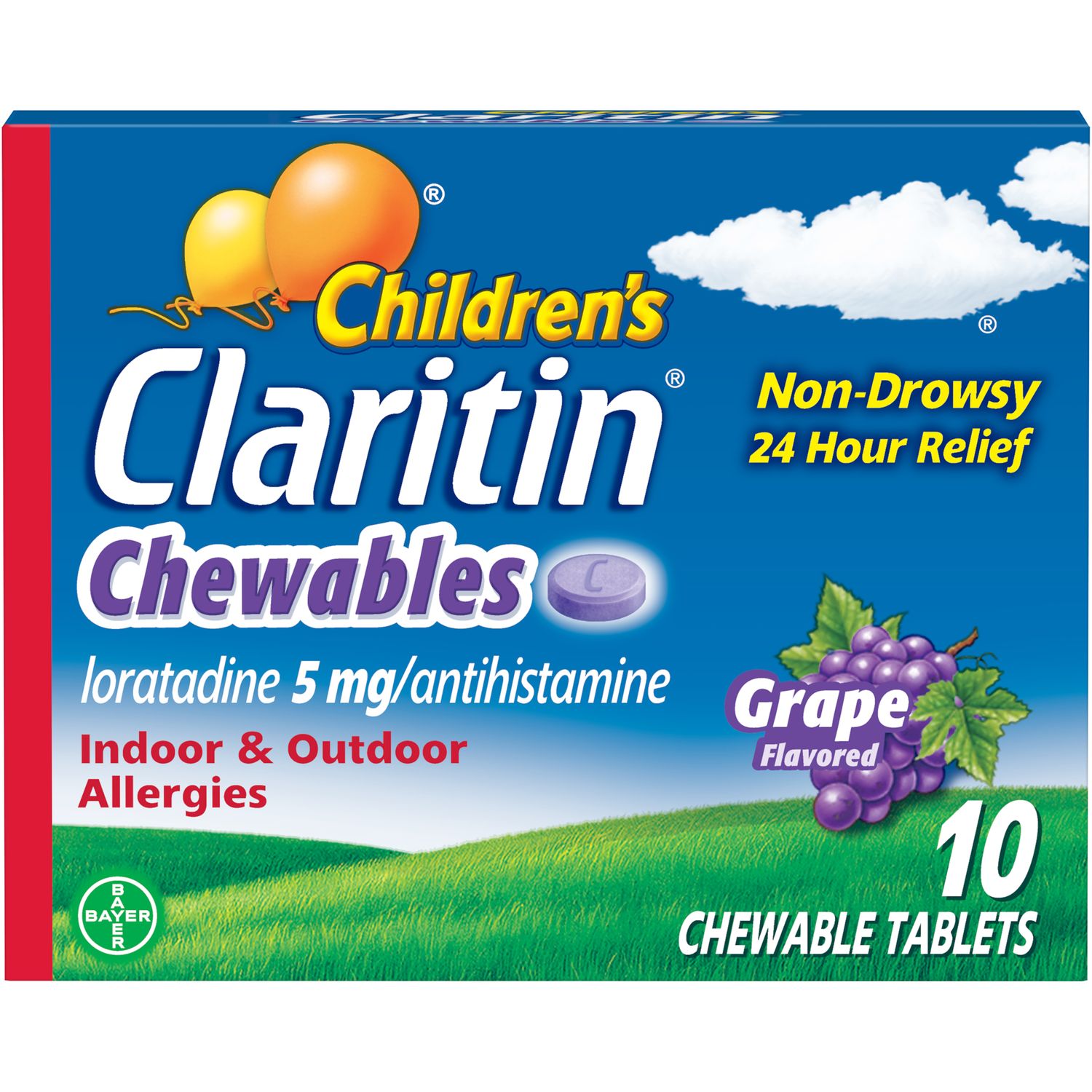 Claritin Children's 24 Hour Allergy Relief Chewable Tablets Grape - 10.0 Ea