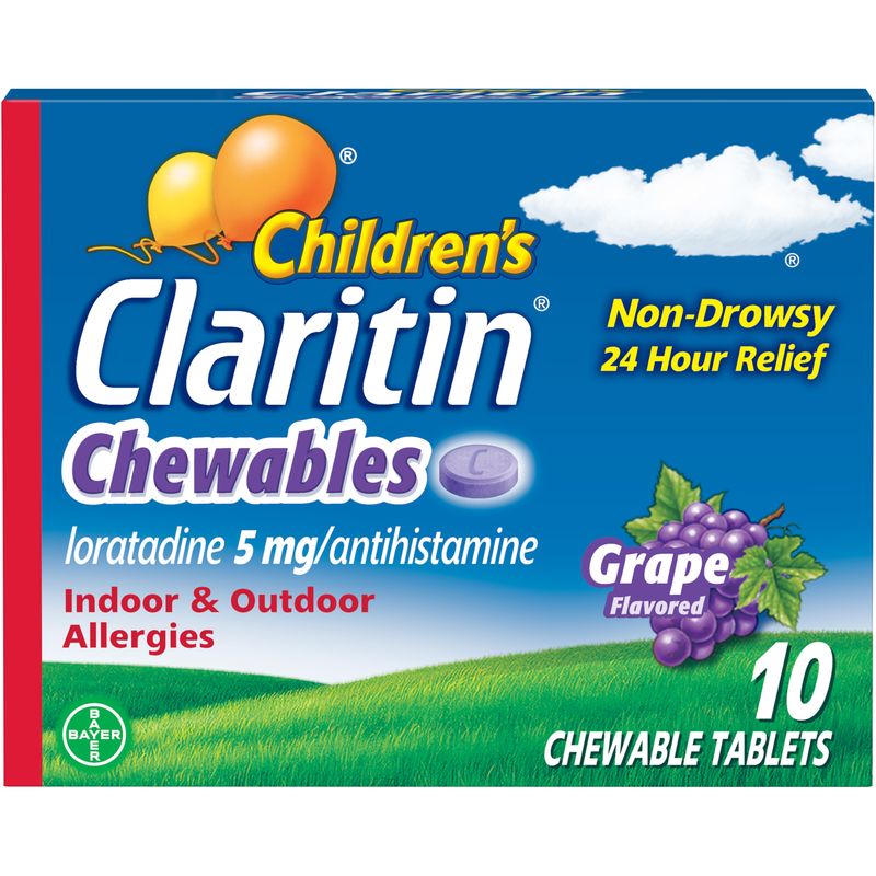 Claritin Children's 24 Hour Allergy Relief Chewable Tablets Grape - 10.0 Ea