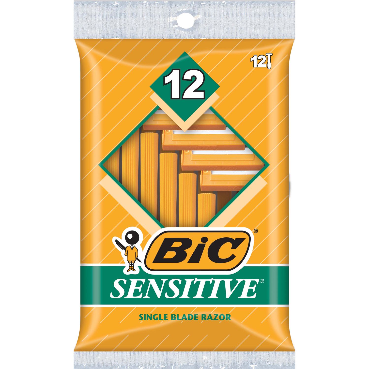 BIC Sensitive Shaver Men S Disposable Razor  Single Blade  Comfortable Smooth Shave  12-Count