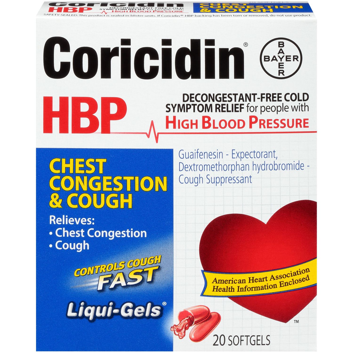 Coricidin HBP Chest Congestion & Cough, Non-Drowsy Liqui-Gels - 20.0 Ea
