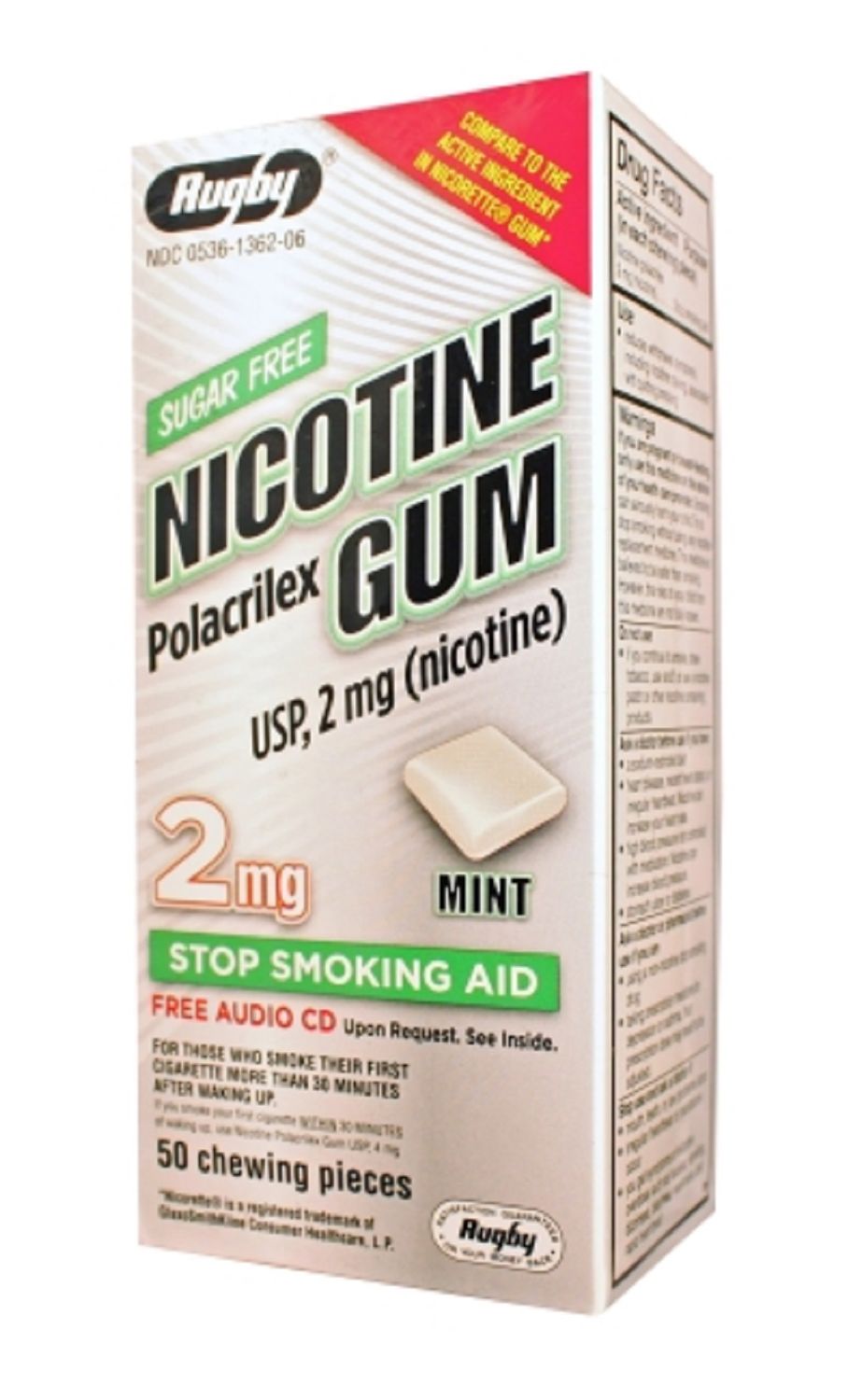 Rugby Mint Polacrilex Nicotine Gum  2 Mg  50 Count