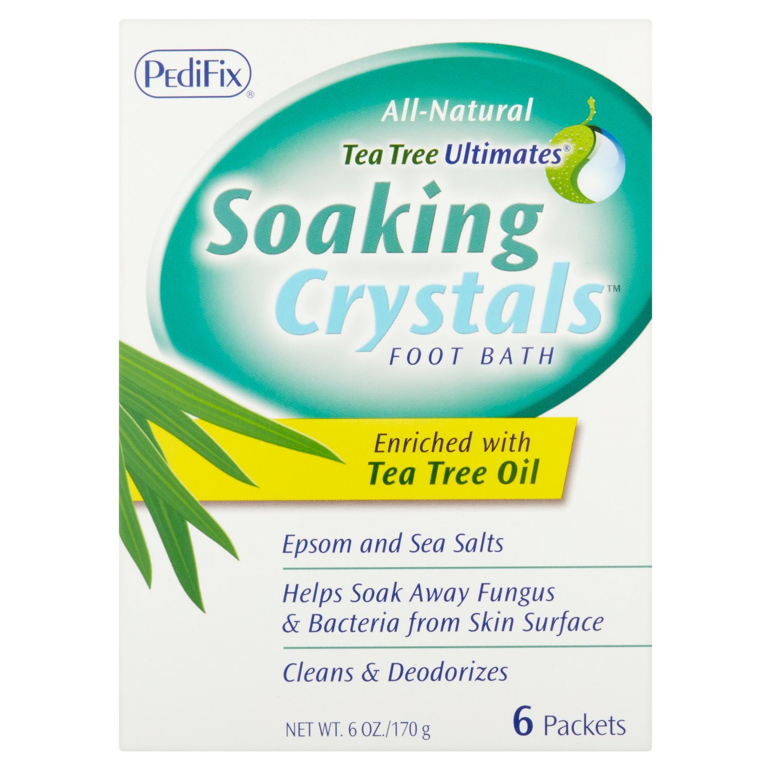 PediFix Tea Tree Ultimates Soaking Crystals Foot Bath  6 Count  6 Oz