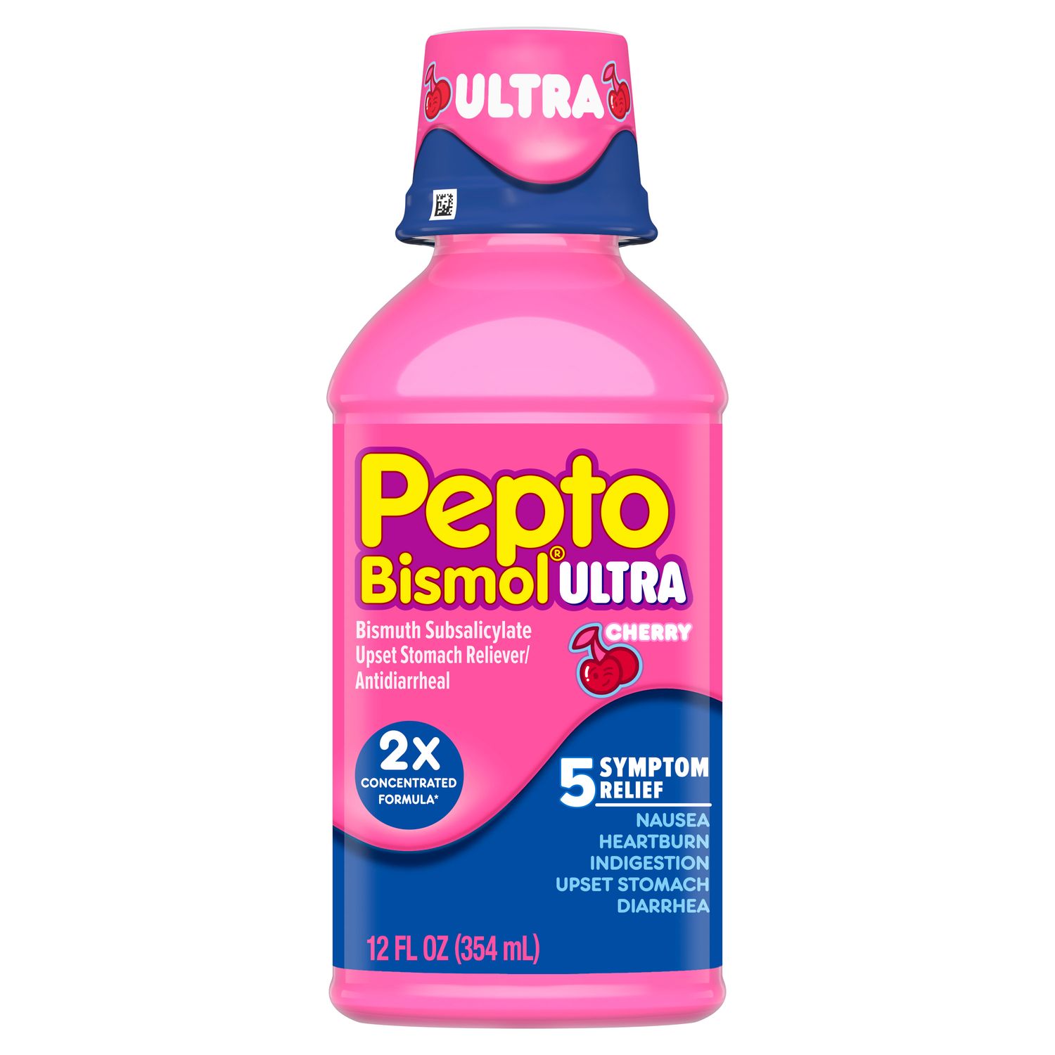 Pepto-Bismol Ultra Liquid, 5 Symptom Fast Relief Cherry - 12.0 Fl Oz