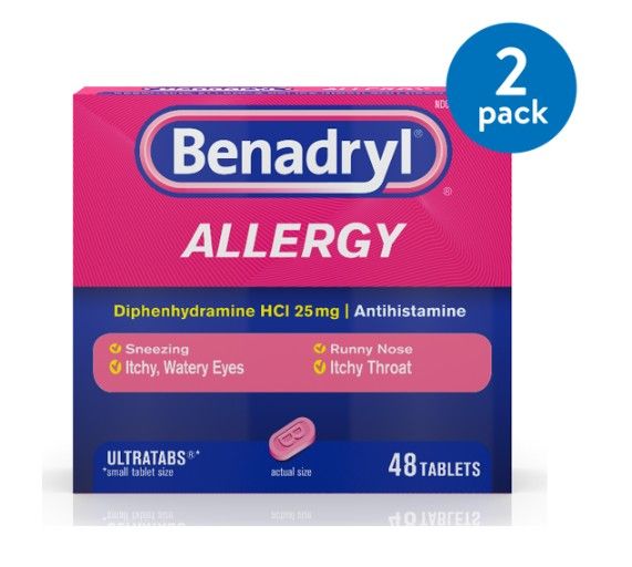Benadryl Ultratabs Antihistamine Cold & Allergy Relief Tablets  48 Ct