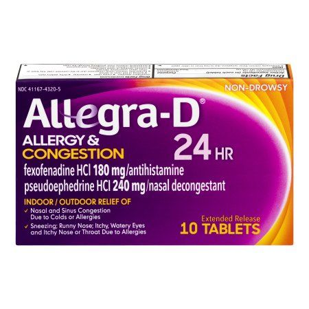 Allegra-D 24 Hour Allergy Congestion Extended Release Tablets 10 Tabs by Allegra