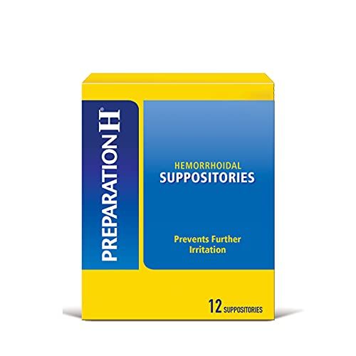 Preparation H Hemorrhoid Suppositories for Itching and Discomfort Relief - 12 Count (Pack of 1)