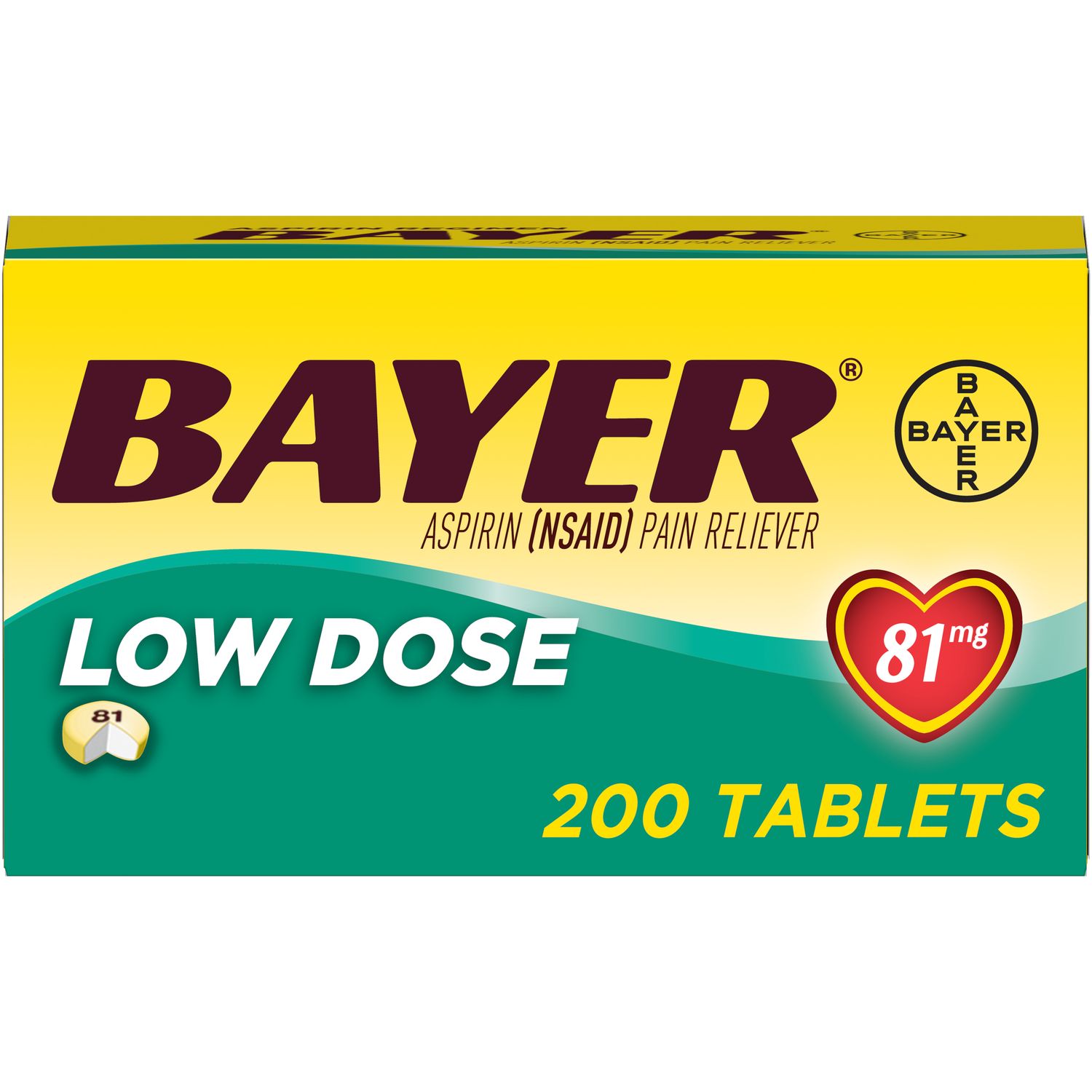 Bayer Aspirin Low Dose, 81 Mg Safety Coated Tablets - 200.0 Ea