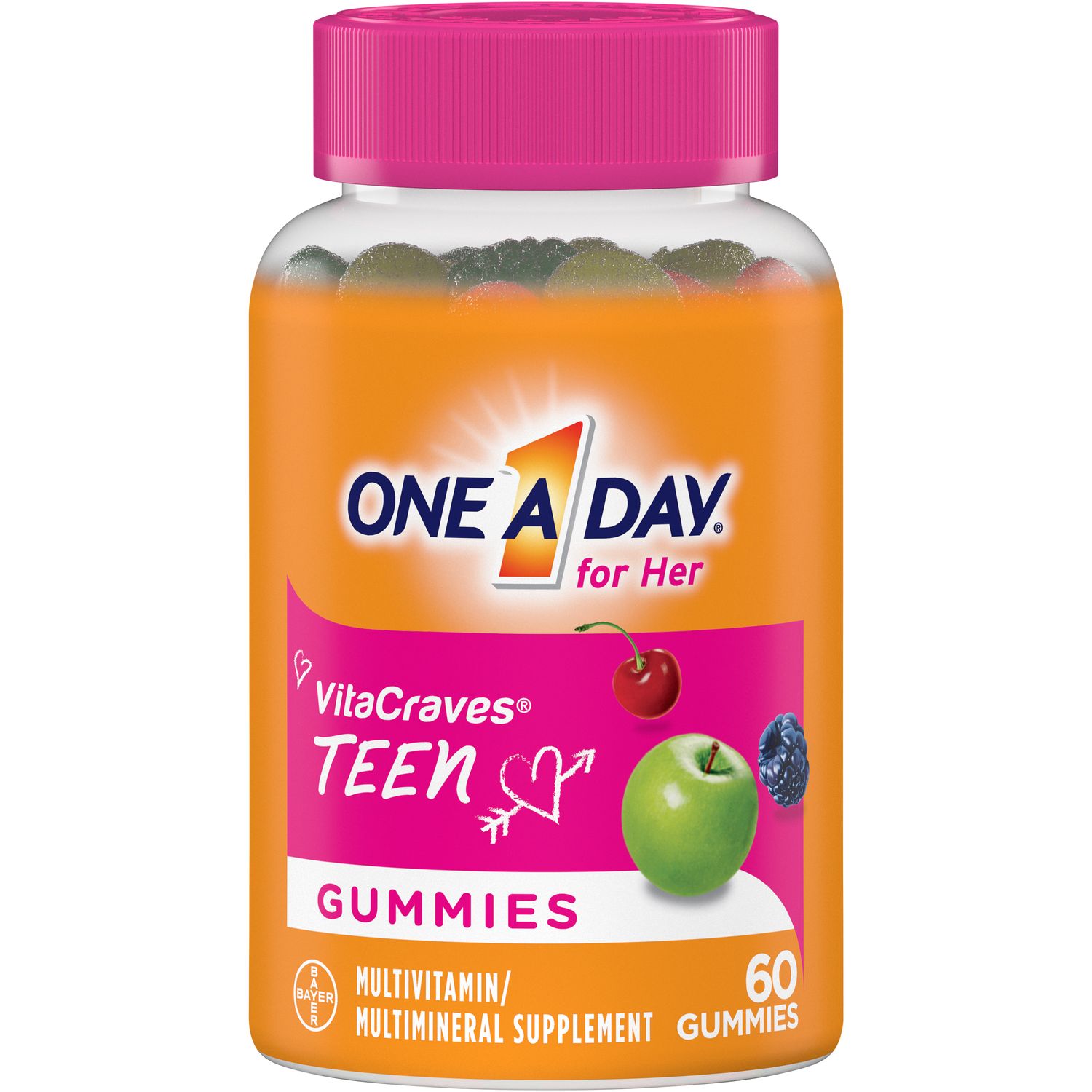 One a Day VitaCraves for Her Teen Multivitamin Gummies Assorted - 60.0 Ea