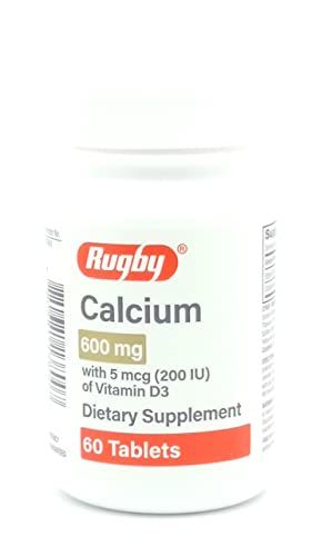 Rugby Laboratories Calcium 600 Mg Calcium Supplement Calcium Carbonate Health Strong Bones Vitamin D3 5 Mcg 200 IU Potency Guaranteed Value 60 Tablets