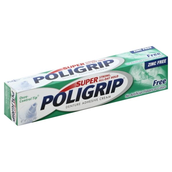 Super Poligrip Denture Adhesive Cream Additive Free - 2.4 Oz