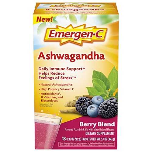 Emergen-C Vitamin C Ashwagandha Dietary Supplement Powder Berry Blend - 0.32 Oz X 18 Pack