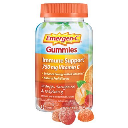 Emergen-C Immune Support Gummies with 500 Mg Vitamin C, Folic Acid, and B Vitamins Orange, Tangerine, Raspberry - 45.0 Ea