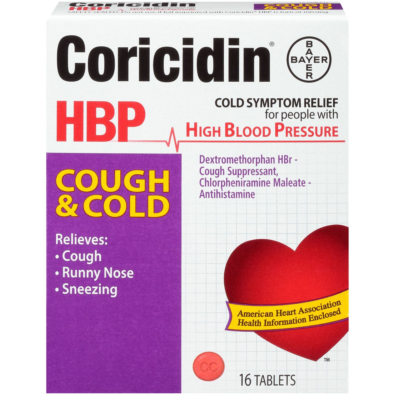 Coricidin HBP Cough/Cold Tablets - 16.0 Ea