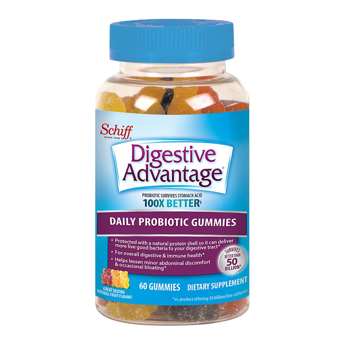 Digestive Advantage Probiotic Gummy for Adults Fruit - 60.0 Ea