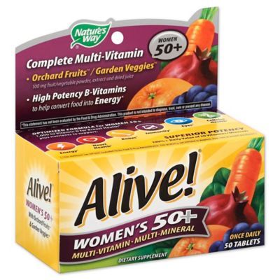 Nature’s Way Alive! Women’s 50+ Complete Multivitamin  Supports Healthy Aging*  Supports Cellular Energy*  B-Vitamins  Gluten-Free  50 Tablets