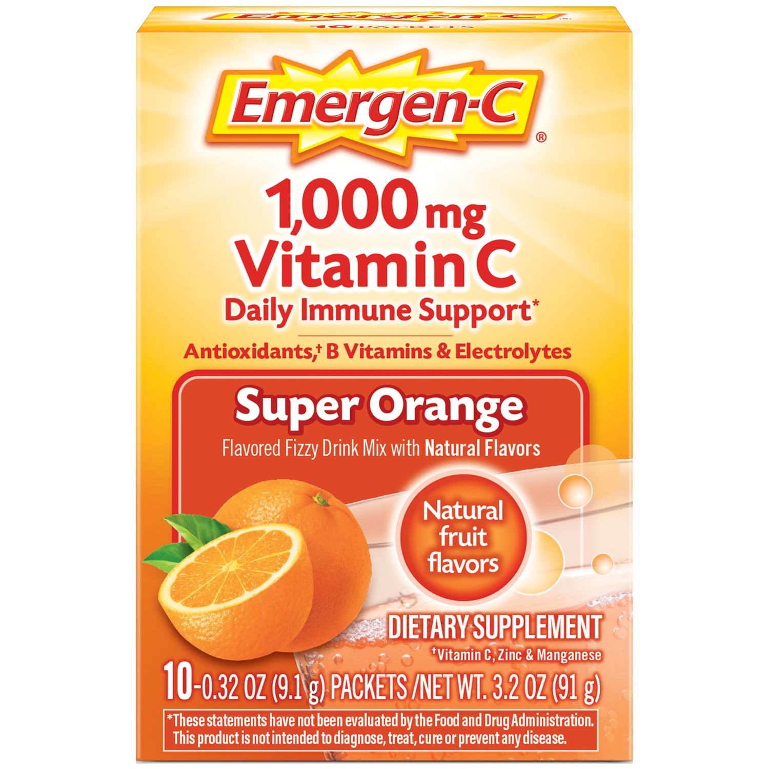 Emergen-C Supr Orange 10 Size 10ct