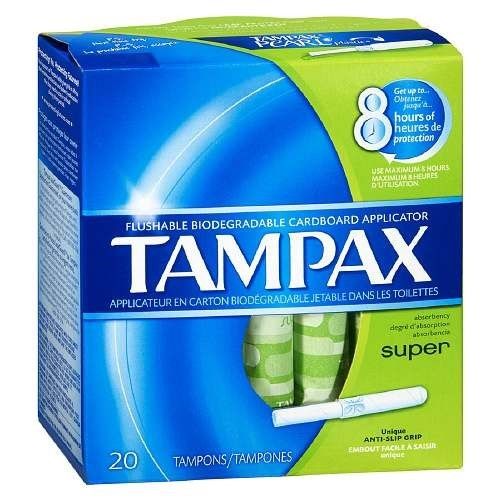 Tampax Cardboard Tampons Super Absorbency  Anti-Slip Grip  LeakGuard Skirt  Unscented  20 Count
