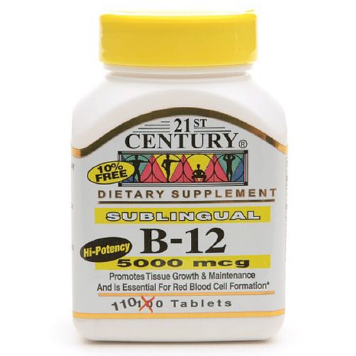 21st Century Sublingual Vitamin B-12 5000mcg - 110.0 Ea