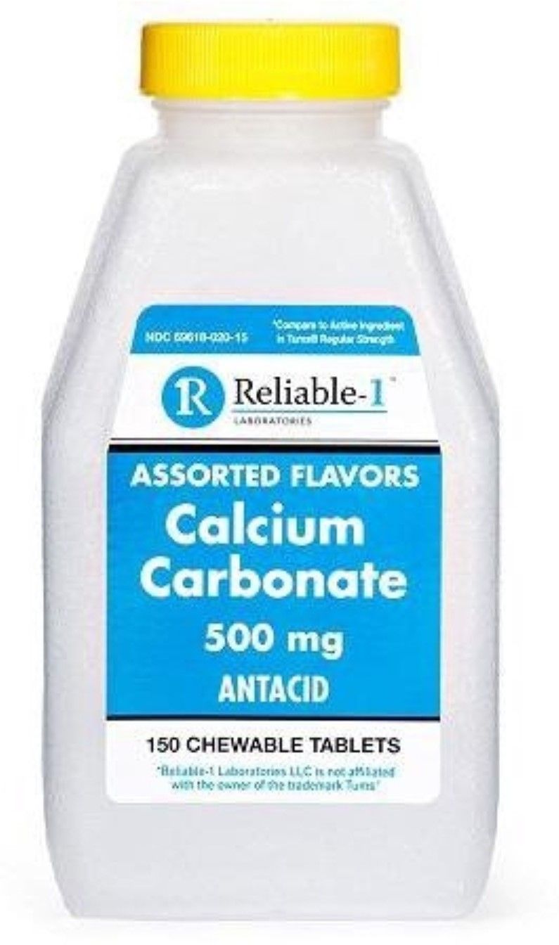 Reliable 1 Calcium Carbonate Antacid Supplement  Chewable Tablets 500 Mg  150 Ea