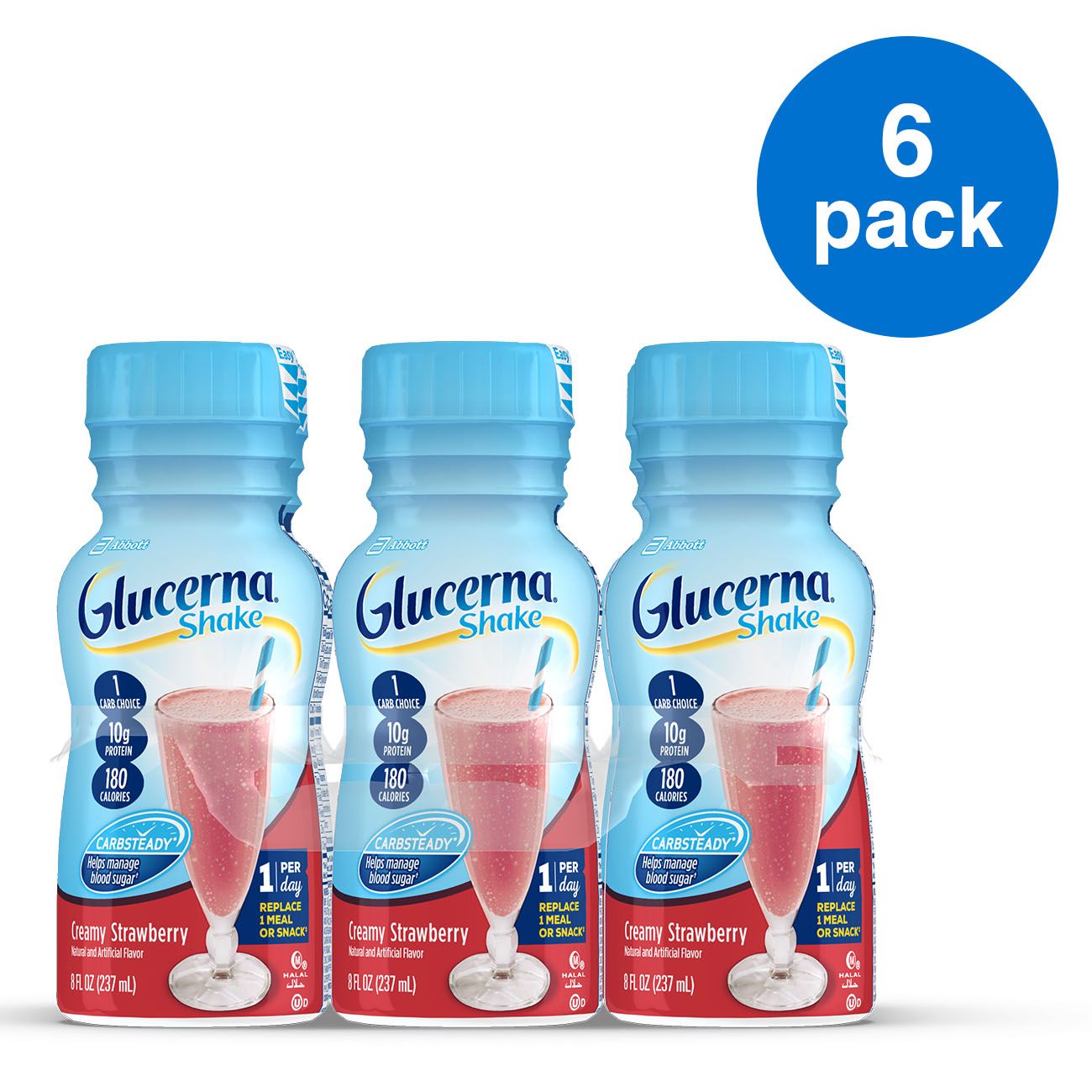 Glucerna Nutritional Shake Creamy Strawberry - 8.0 Fl Oz X 6 Pack