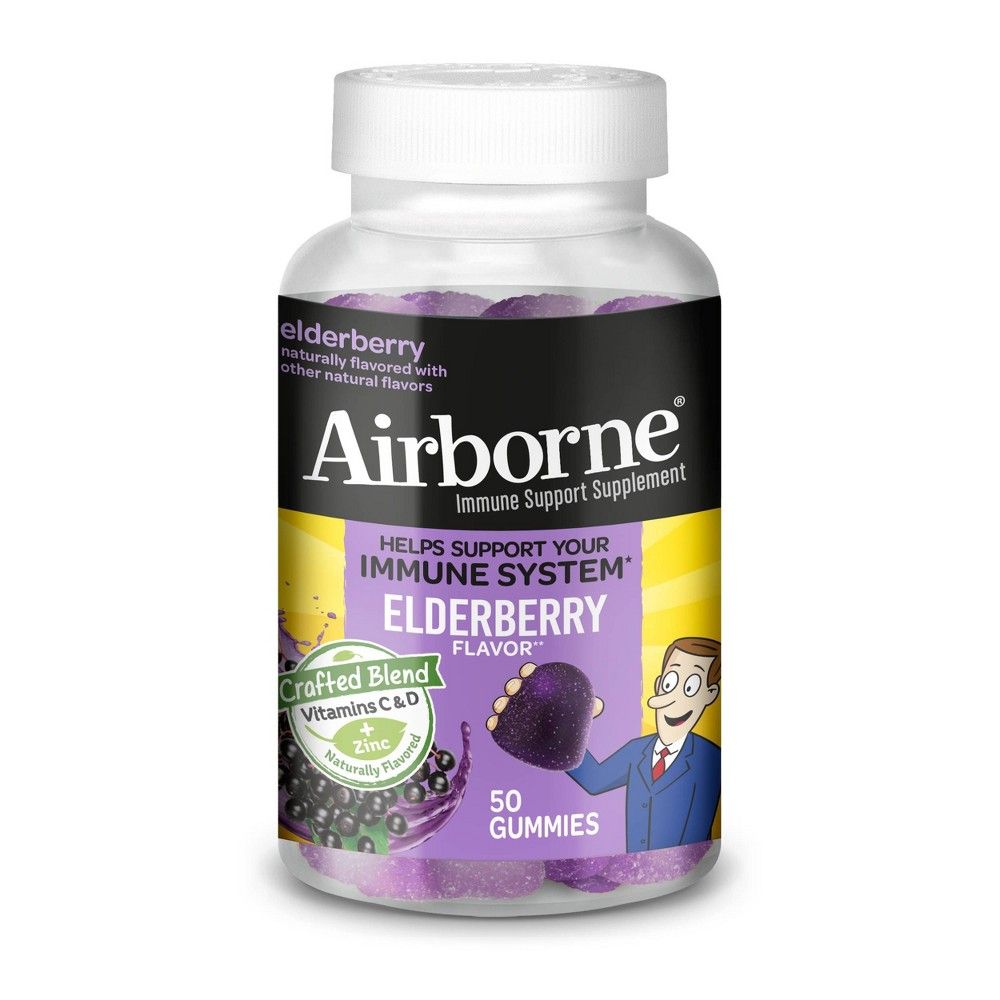 Airborne Gummies with Vitamin C, Zinc and Immune Support Supplement Elderberry - 50.0 Ea