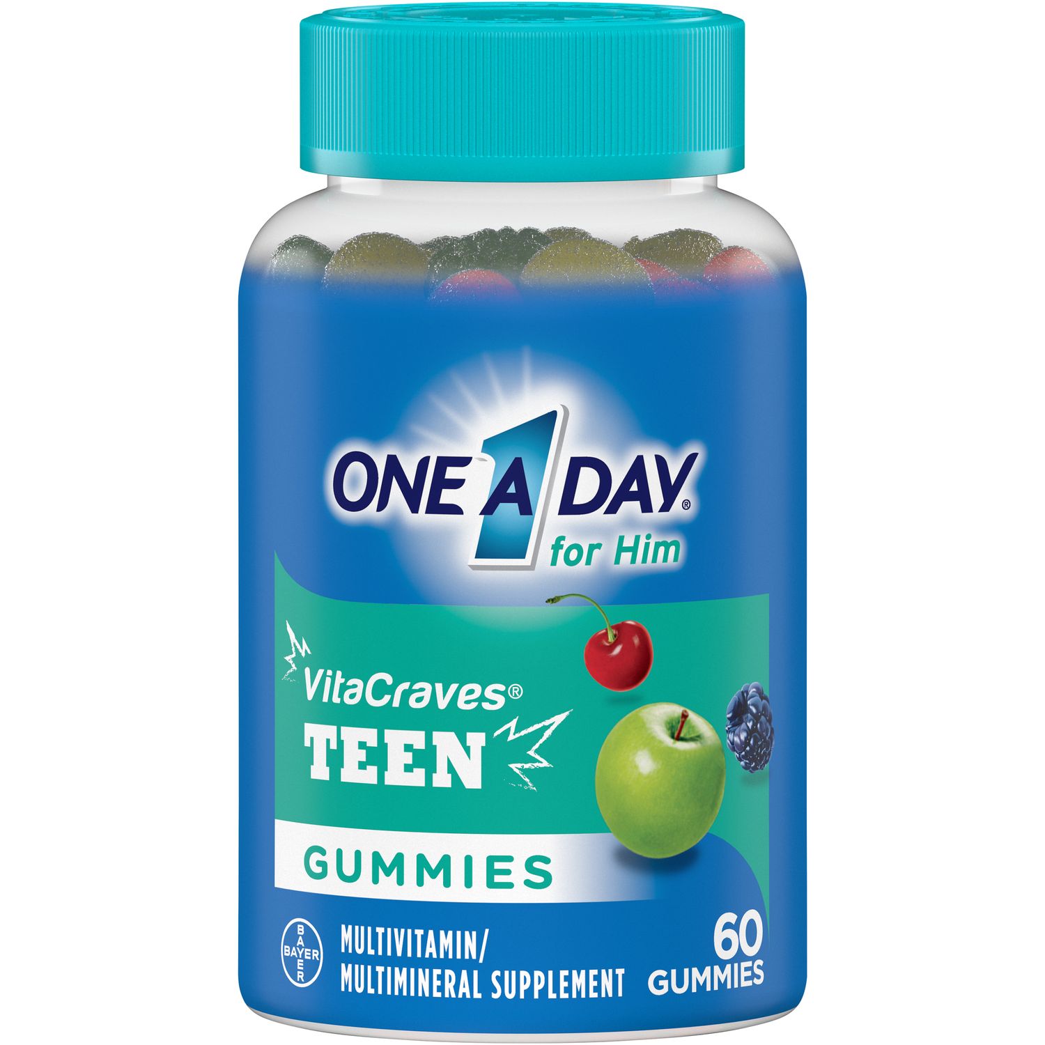 One a Day VitaCraves for Him Teen Multivitamin Gummies Assorted - 60.0 Ea