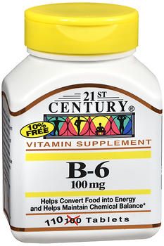 Vitamin B-6 110 Tabs by 21st Century
