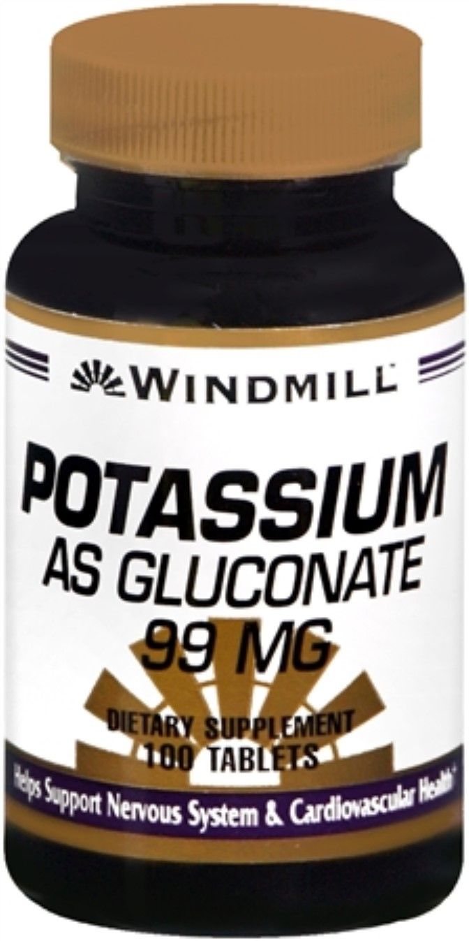 Potassium as Gluconate 100 Tabs by Windmill Health Products