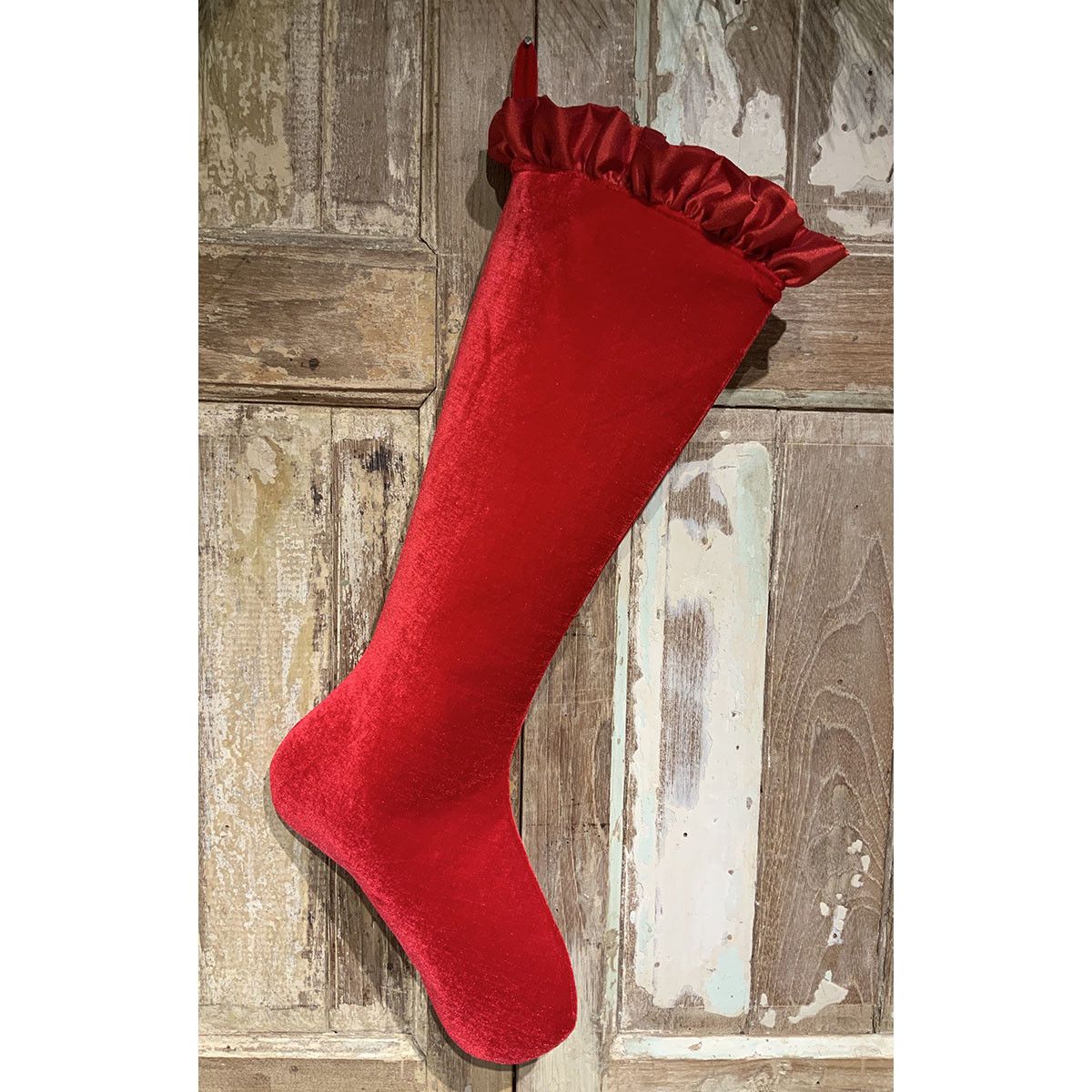 Velvet Stocking Red Taffeta Ruffle