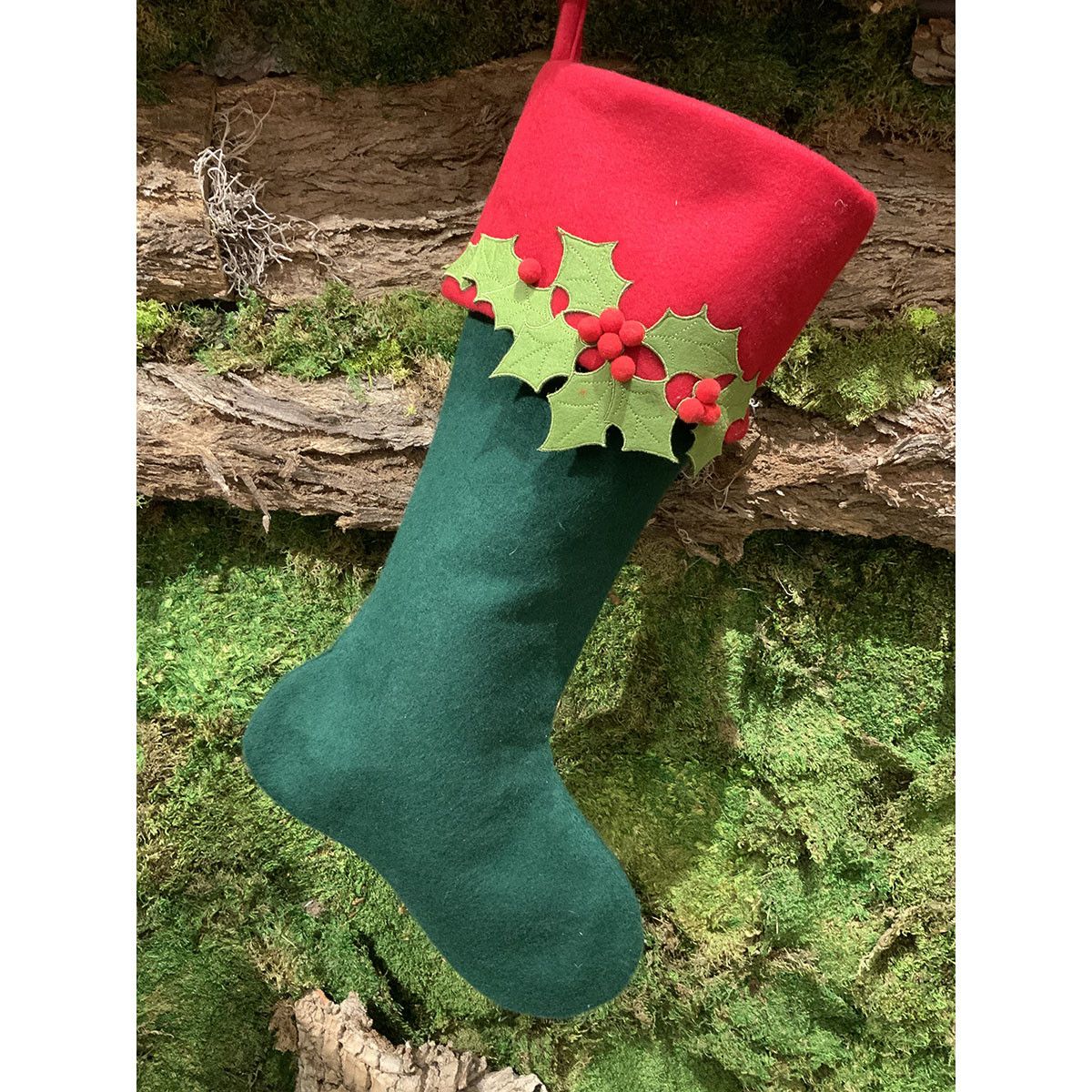 Felt Applique Stocking Holly